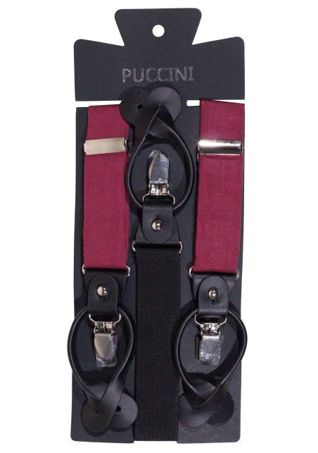 Mens Linen Suspenders in Wine Red