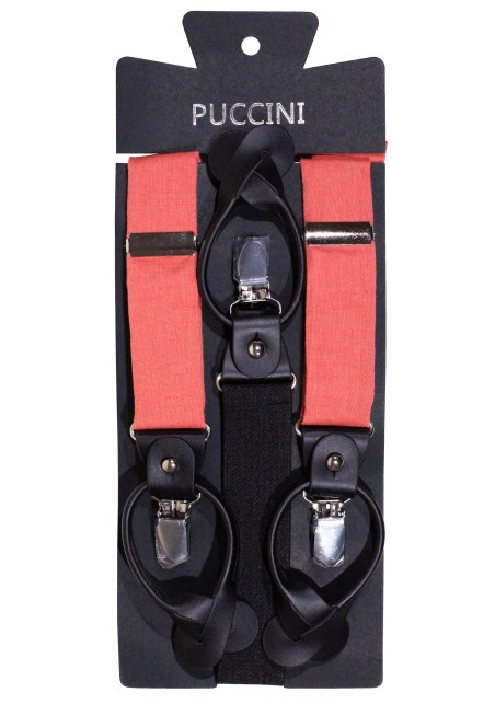 Mens Linen Suspenders in Sienna Orange