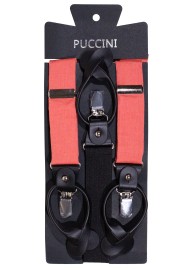 Mens Linen Suspenders in Sienna Orange