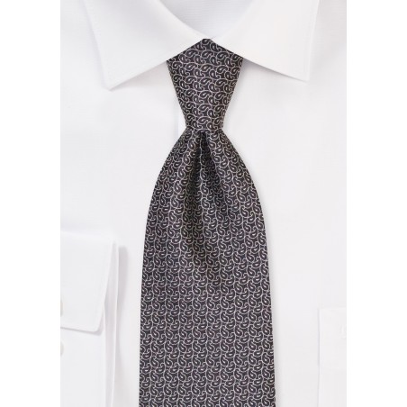 Black Paisley Tie | Black Silk Tie with Tiny Silver Paisley Design