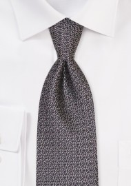 Black Paisley Tie | Black Silk Tie with Tiny Silver Paisley Design