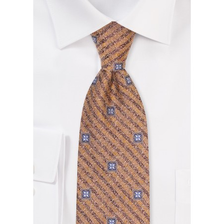 Vintage Gold Tie in XL | Extra Long Necktie in Vintage Marigold