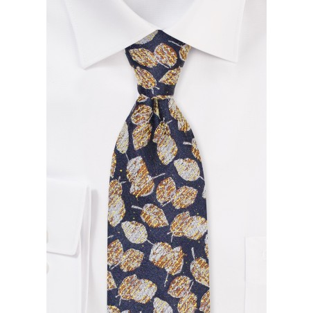 Vintage Silk Tie | Retro Silk Tie in Gold and Brown Autumn Leaves