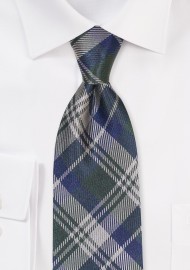 Midnight and Forest Green Tartan Check Tie in Silk | Tartan Plaid Tie