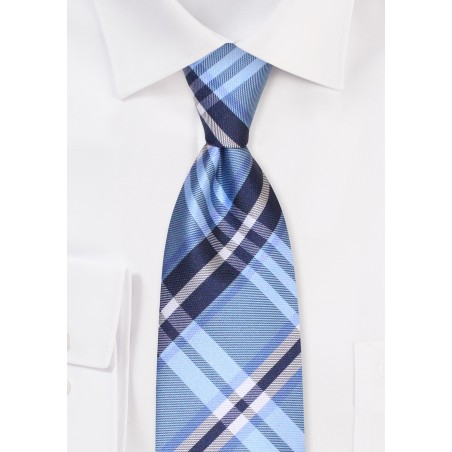 Tartan Plaid Tie in Sky Blue |Tartan Checkered Necktie