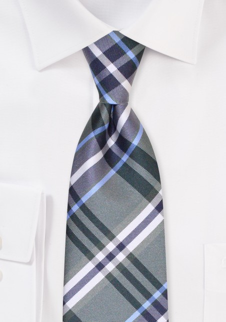 Tartan Plaid Tie in Dark Forest Green
