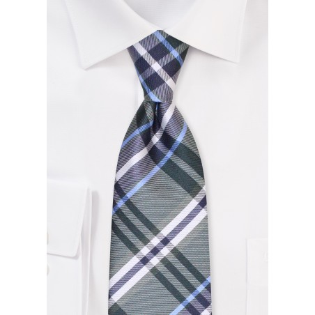Tartan Plaid Tie in Dark Forest Green
