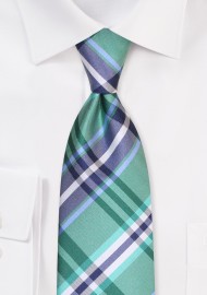 Kelly Green and Navy Blue Tartan Plaid Tie