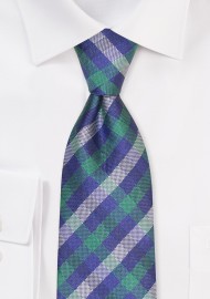 XL Gingham Check Tie in Blue and Green
