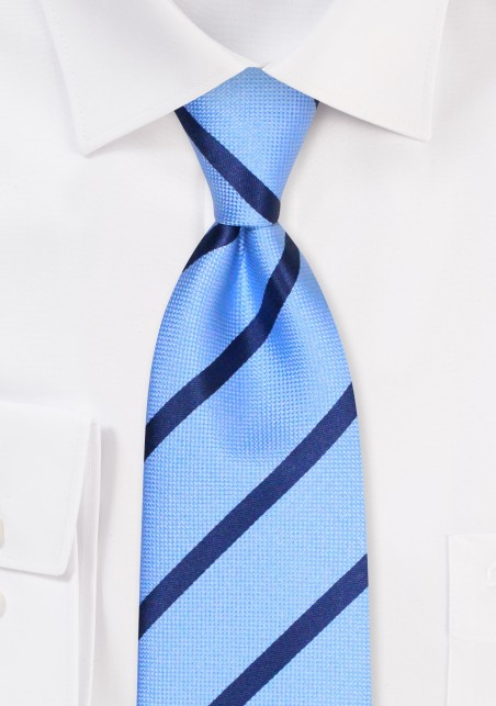 Light Blue Striped Tie with Navy Stripes