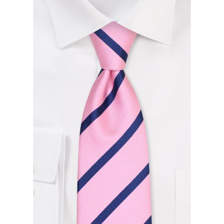 Extra Long Pink Tie in Matte Finish | Striped Extra Long Tie in Pink