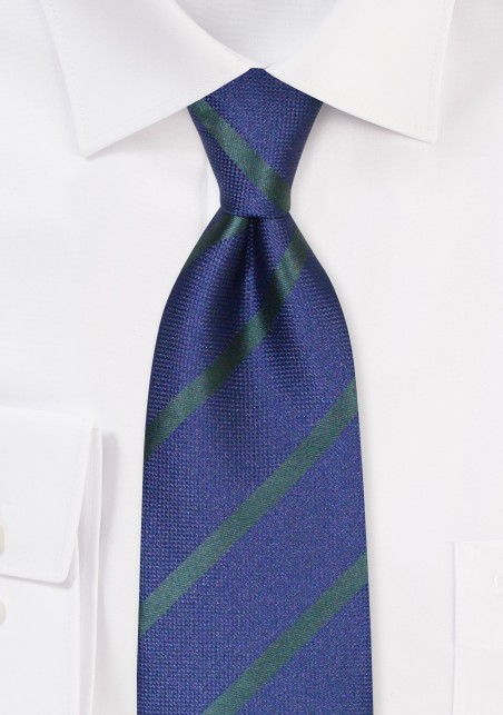 Navy Tie with Hunter Green Stripes
