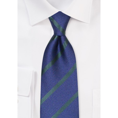 Navy Tie with Hunter Green Stripes