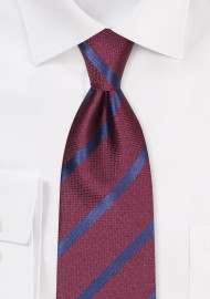 Burgundy XL Tie with Stripes | Burgundy and Navy Striped tie in XL