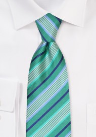 Kelly Green XL Tie | Striped Mens Tie in Kelly Green in XL Length