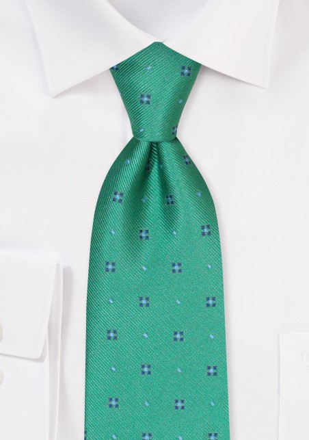Kelly Green Tie with Dots and Checks