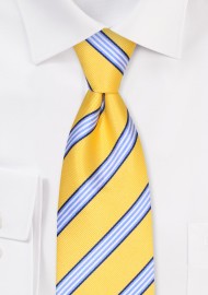 Lemon Color Striped Ție in XL | Extra Long Tie with Stripes in Lemon