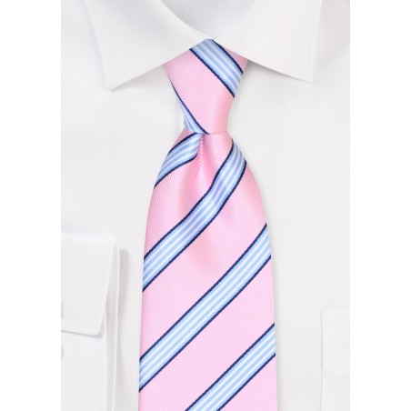 Candy Pink Striped Summer Tie