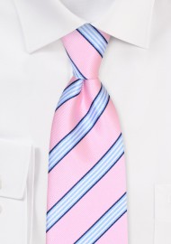 Candy Pink Striped XL Tie | Extra Long Pink Tie in XL Length