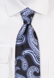 Paisley Tie in XL | Extra Long Paisley Tie in Black, Silver, Blue