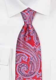 Large Scale Paisley Tie in Crimson and Lilac