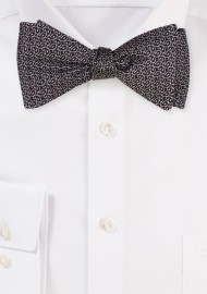 Self Tie Paisley Bow Tie | Black Bow Tie in Silk with Tiny Silver Paisley