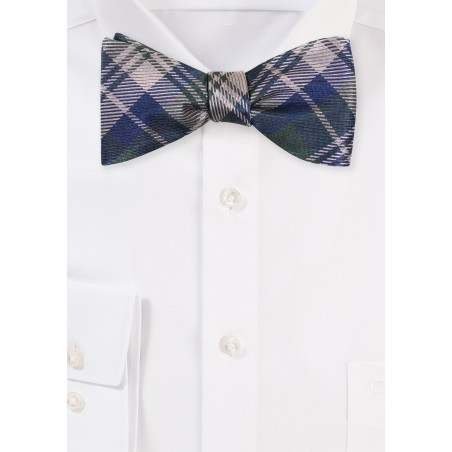 Self Tie Tartan Bowtie in Navy and Forest