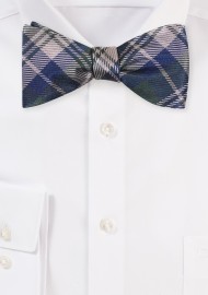 Self Tie Tartan Bowtie in Navy and Forest