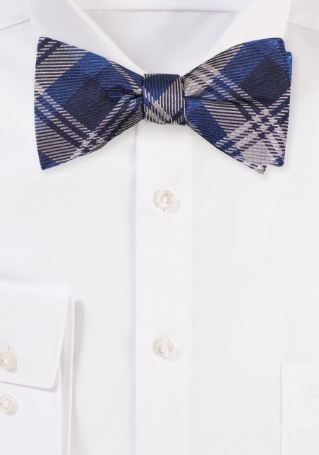 Midnight Tartan Bow Tie in Silk | Self Tie Bow Tie with Tartan Plaid