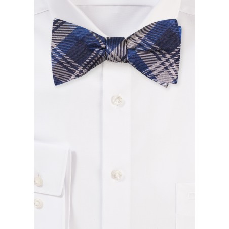 Midnight Tartan Bow Tie in Silk | Self Tie Bow Tie with Tartan Plaid