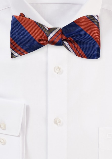 Navy, Cinnamon, and Willow Green Bow Tie in Self Tie Style