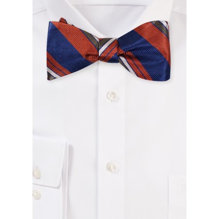 Navy, Cinnamon, and Willow Green Bow Tie in Self Tie Style