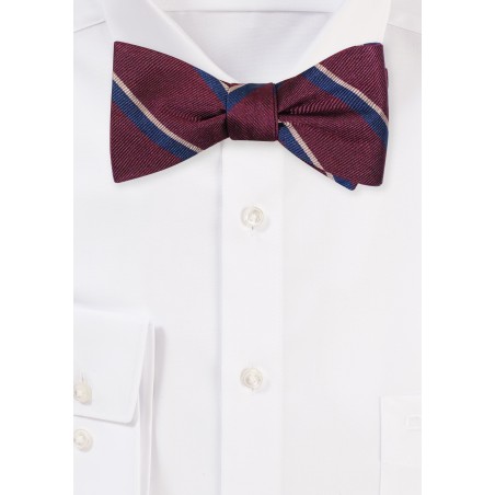 Self Tie Silk Bow Tie with Regimental Stripes