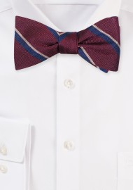 Self Tie Silk Bow Tie with Regimental Stripes