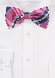 Rose Pink Tartan Bow Tie | Pre-Tied Pink Bow Tie