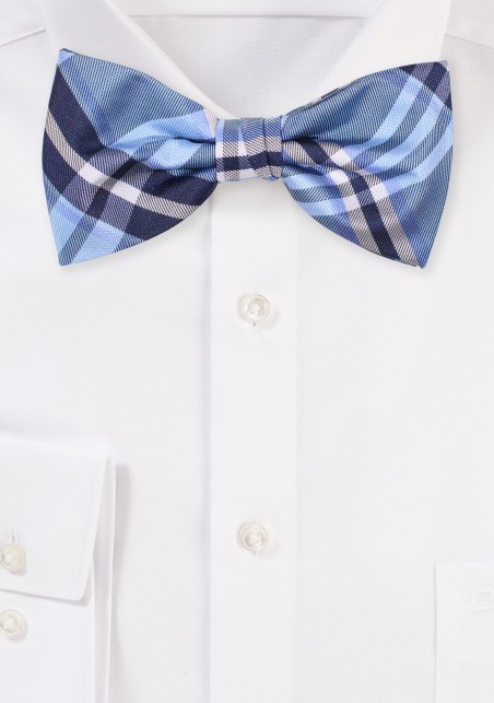 Tartan Bowtie in Sky Blue | Mens Pre-Tied Bow Tie
