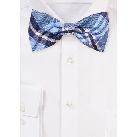 Tartan Bowtie in Sky Blue | Mens Pre-Tied Bow Tie