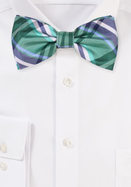 Bow Tie in Kelly and Navy Tartan Check