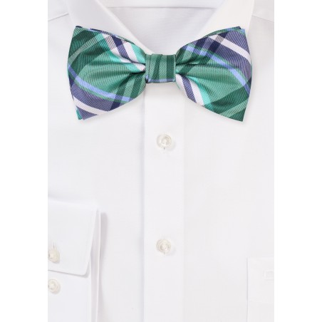 Bow Tie in Kelly and Navy Tartan Check