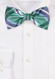 Bow Tie in Kelly and Navy Tartan Check