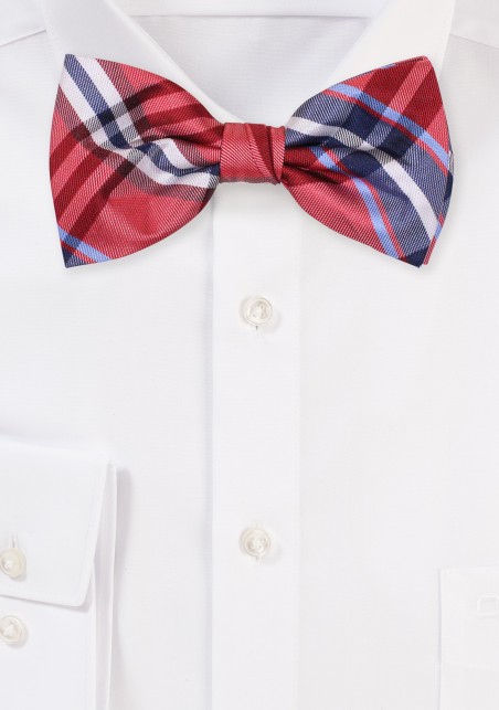 Tartan Bow Tie in Cherry and Navy