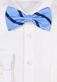Light Blue Striped Bow Tie | Pre-Tied Bow Tie in Light Blue and Navy