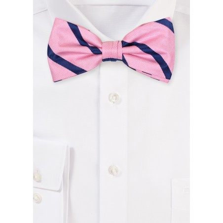 Pink and Navy Bow Tie | Striped Bowtie in Pink and Navy Blue