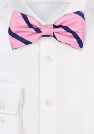 Pink and Navy Bow Tie | Striped Bowtie in Pink and Navy Blue