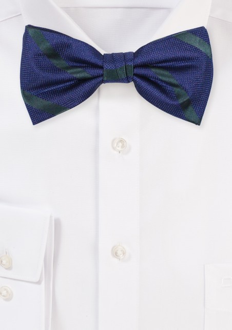 Navy and Hunter Green Striped Bow Tie