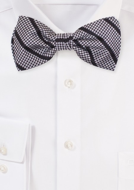 Striped Bow Tie with Houndstooth Checks