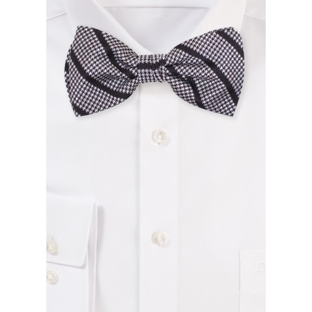 Striped Bow Tie with Houndstooth Checks