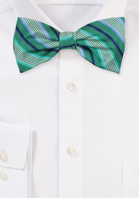 Kelly Green Bow Tie | Striped Bowtie in Kelly Green
