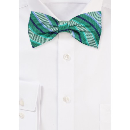 Kelly Green Bow Tie | Striped Bowtie in Kelly Green