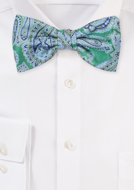 Paisley BowTie in Light Blue and Kelly Green